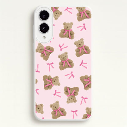 Coquette Teddy Bears And Bows Pattern  - Clean Girl Aesthetic Phone Case for Galaxy S25 Edge