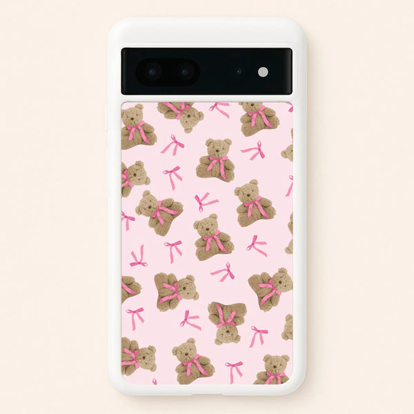 Coquette Teddy Bears And Bows Pattern  - Clean Girl Aesthetic Phone Case for Google Pixel 7