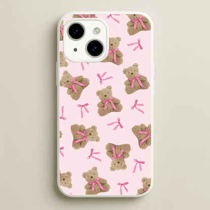 Coquette Teddy Bears And Bows Pattern  - Clean Girl Aesthetic Phone Case for iPhone 14 Plus