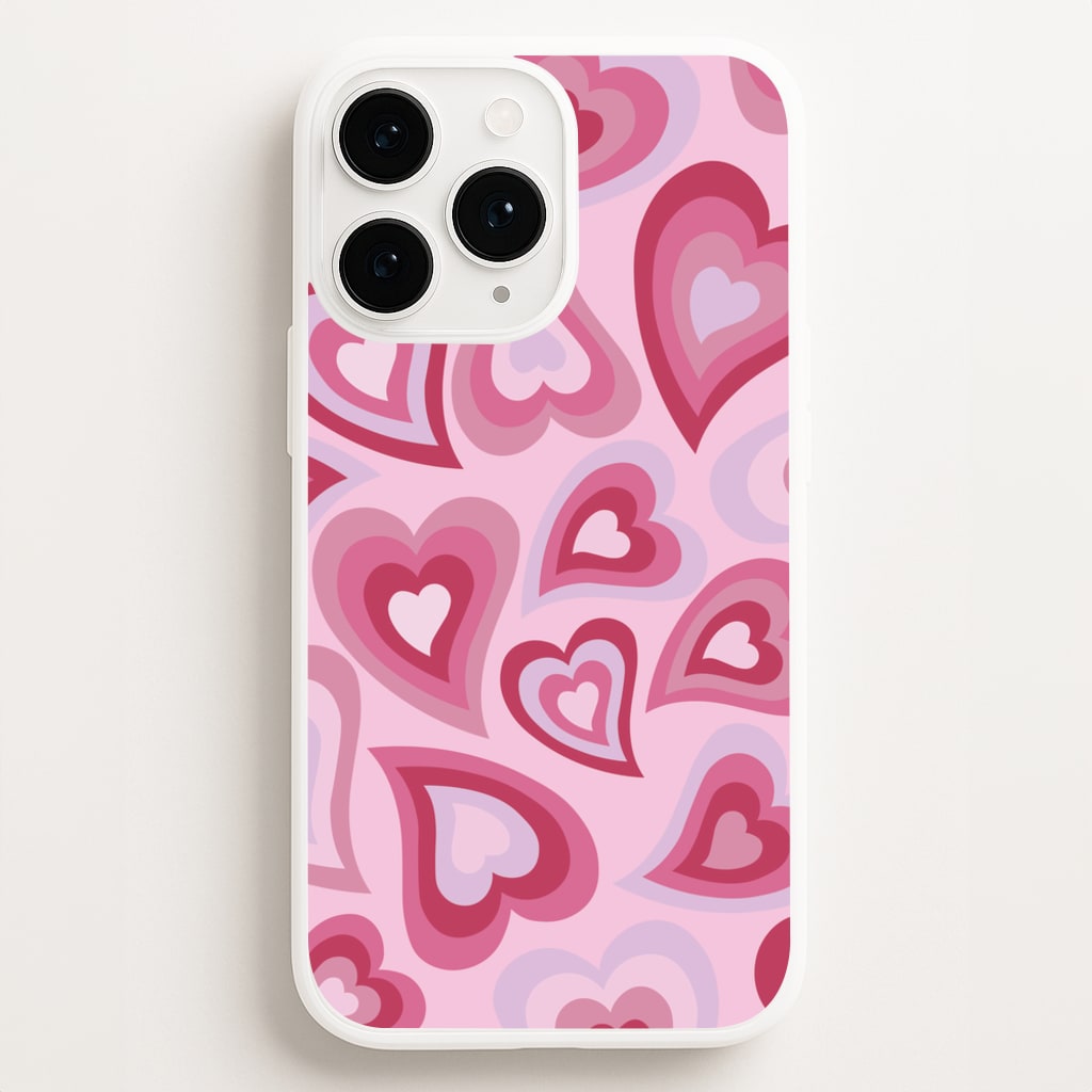 Pink Hearts - Trippy Patterns  - Trippy Patterns Phone Case for iPhone 16 Pro Max