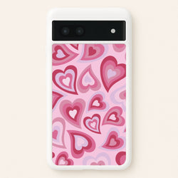 Pink Hearts - Trippy Patterns  - Trippy Patterns Phone Case for Google Pixel 7a