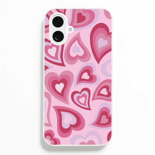 Pink Hearts - Trippy Patterns  - Trippy Patterns Phone Case for iPhone 16 Plus