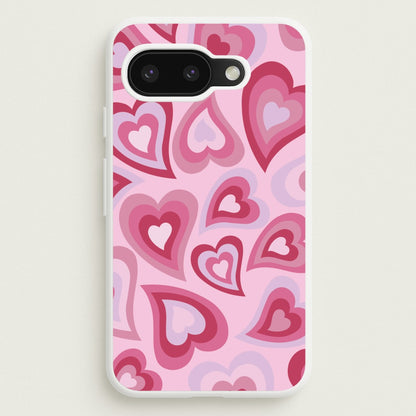 Pink Hearts - Trippy Patterns  - Trippy Patterns Phone Case for Google Pixel 9a