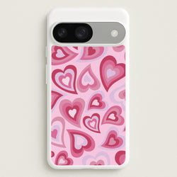 Pink Hearts - Trippy Patterns  - Trippy Patterns Phone Case for Google Pixel 9 / 9 Pro