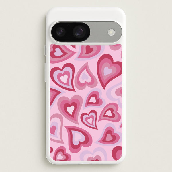 Pink Hearts - Trippy Patterns  - Trippy Patterns Phone Case for Google Pixel 9 / 9 Pro