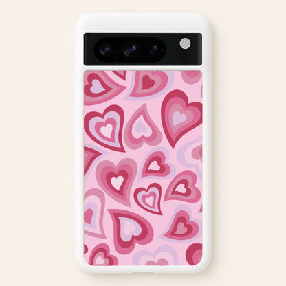 Pink Hearts - Trippy Patterns  - Trippy Patterns Phone Case for Google Pixel 8 Pro