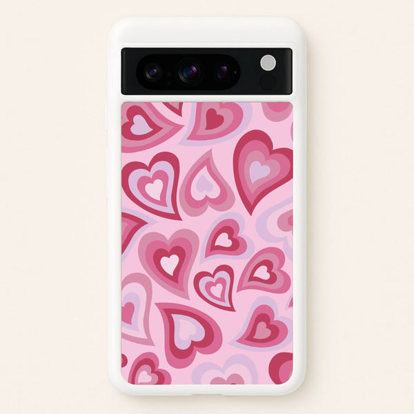 Pink Hearts - Trippy Patterns  - Trippy Patterns Phone Case for Google Pixel 8 Pro