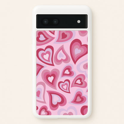 Pink Hearts - Trippy Patterns  - Trippy Patterns Phone Case for Google Pixel 6a