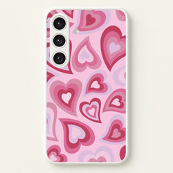 Pink Hearts - Trippy Patterns  - Trippy Patterns Phone Case for Galaxy S25