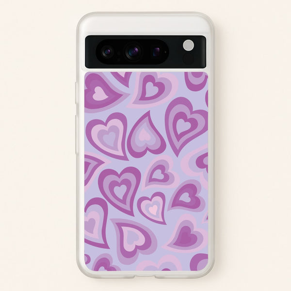 Purple Hearts - Trippy Patterns  - Trippy Patterns Phone Case for Google Pixel 8 Pro