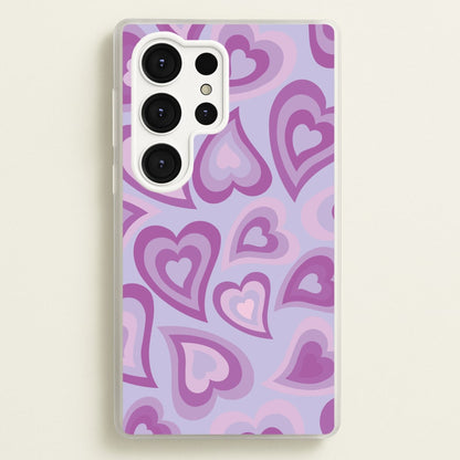 Purple Hearts - Trippy Patterns  - Trippy Patterns Phone Case for Galaxy S25 Ultra