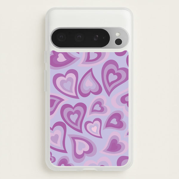 Purple Hearts - Trippy Patterns  - Trippy Patterns Phone Case for Google Pixel 9 Pro XL
