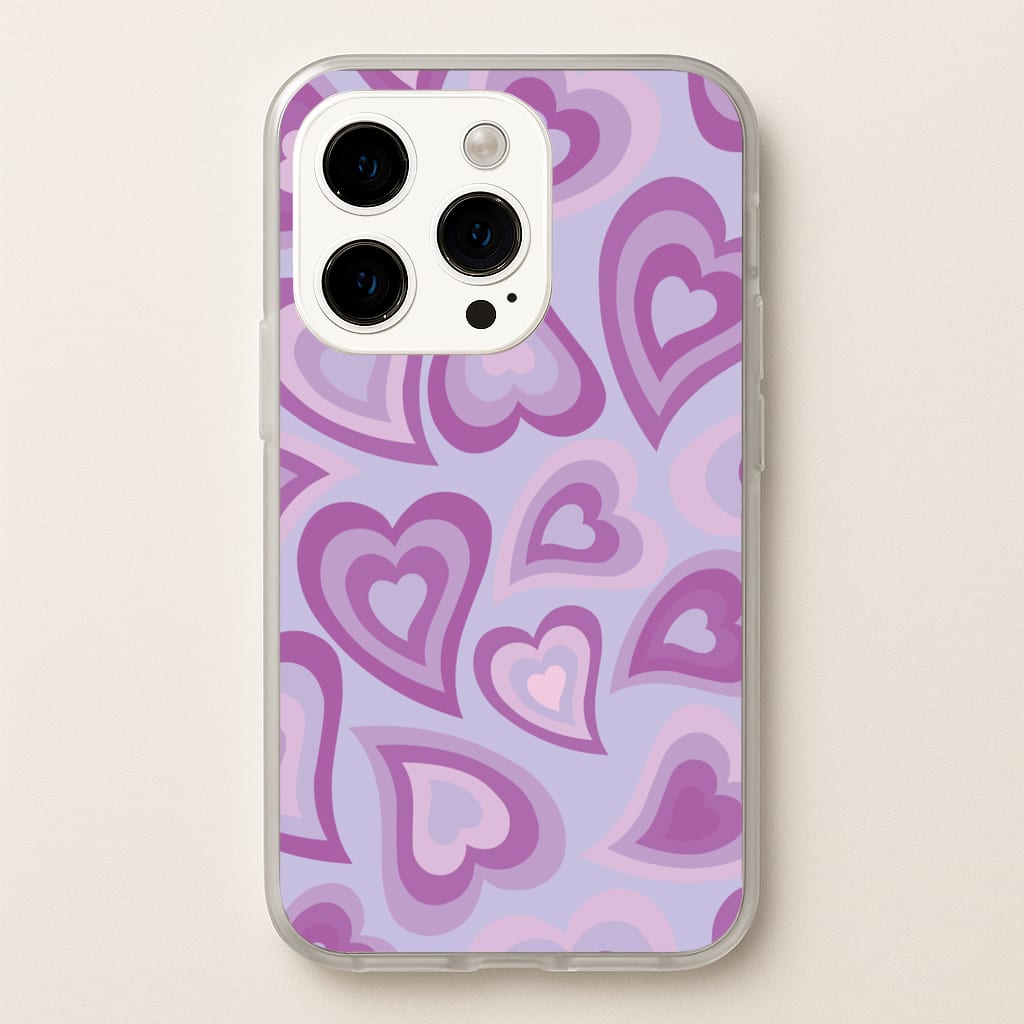 Purple Hearts - Trippy Patterns  - Trippy Patterns Phone Case for iPhone 15 Pro