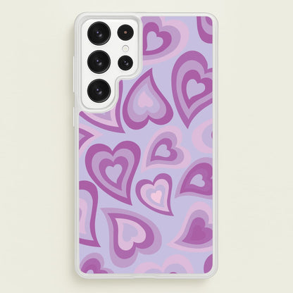 Purple Hearts - Trippy Patterns  - Trippy Patterns Phone Case for Galaxy S22 Ultra