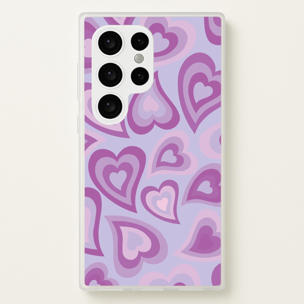 Purple Hearts - Trippy Patterns  - Trippy Patterns Phone Case for Galaxy S24 Ultra