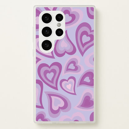 Purple Hearts - Trippy Patterns  - Trippy Patterns Phone Case for Galaxy S24 Ultra