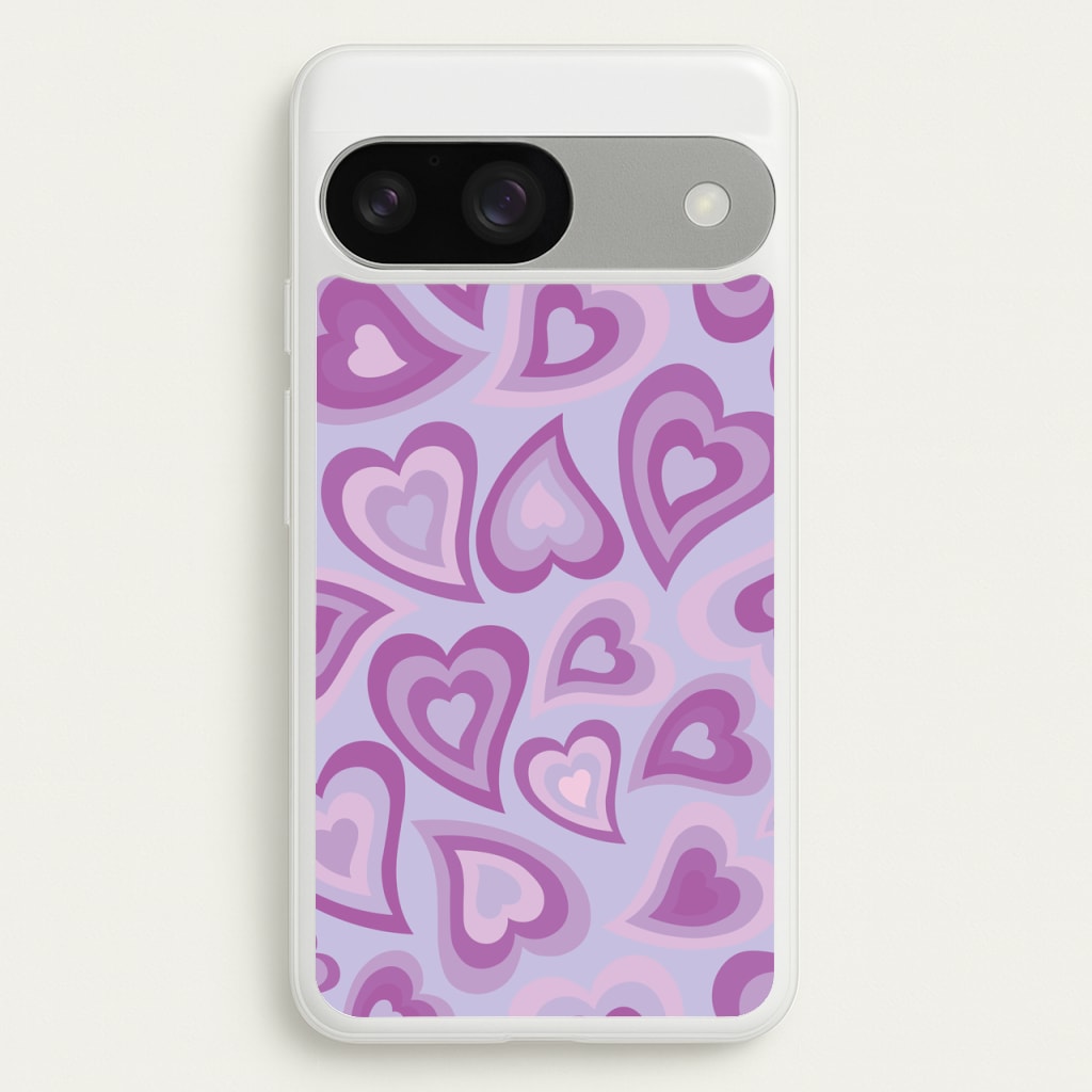 Purple Hearts - Trippy Patterns  - Trippy Patterns Phone Case for Google Pixel 9 / 9 Pro