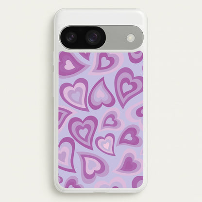 Purple Hearts - Trippy Patterns  - Trippy Patterns Phone Case for Google Pixel 9 / 9 Pro