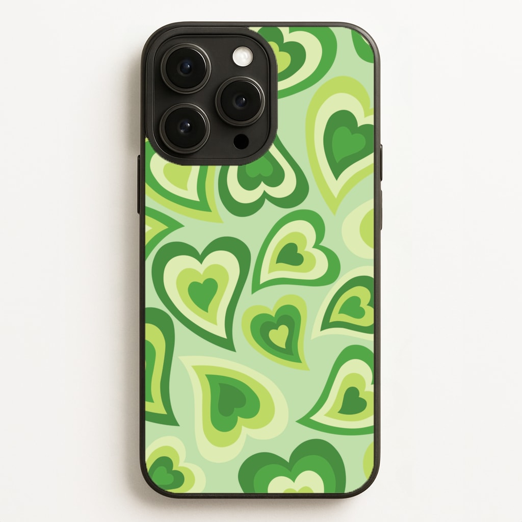 Green Hearts - Trippy Patterns Phone Case
