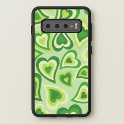 Green Hearts - Trippy Patterns  - Trippy Patterns Phone Case for Galaxy S10
