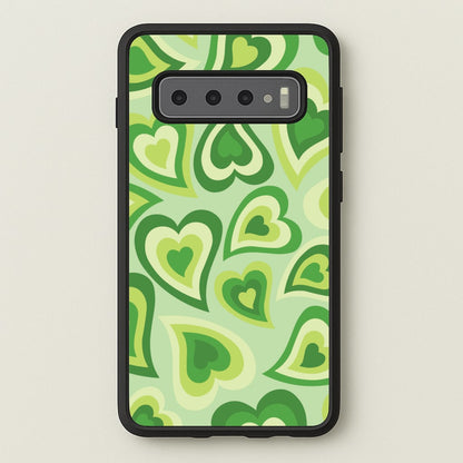 Green Hearts - Trippy Patterns  - Trippy Patterns Phone Case for Galaxy S10