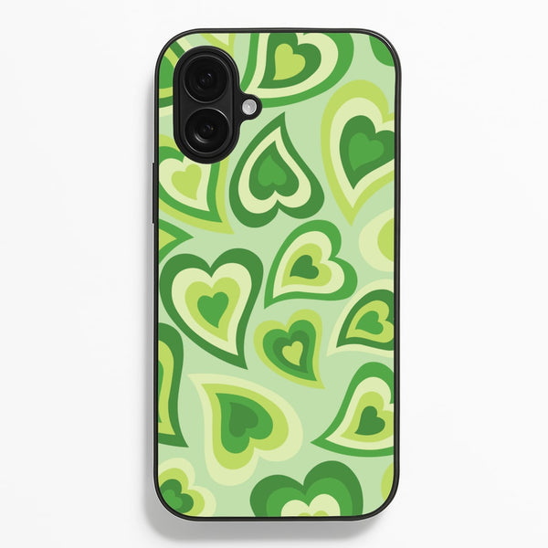 Green Hearts - Trippy Patterns Phone Case