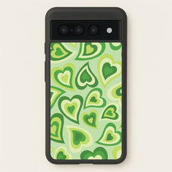Green Hearts - Trippy Patterns  - Trippy Patterns Phone Case for Google Pixel 7 Pro
