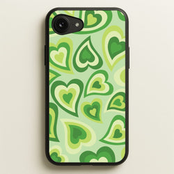 Green Hearts - Trippy Patterns  - Trippy Patterns Phone Case for iPhone 16e