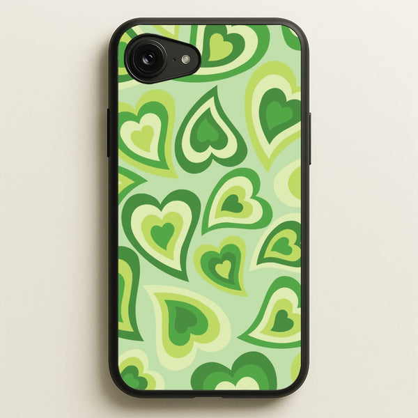 Green Hearts - Trippy Patterns  - Trippy Patterns Phone Case for iPhone 16e
