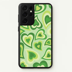 Green Hearts - Trippy Patterns  - Trippy Patterns Phone Case for Galaxy S21 Ultra