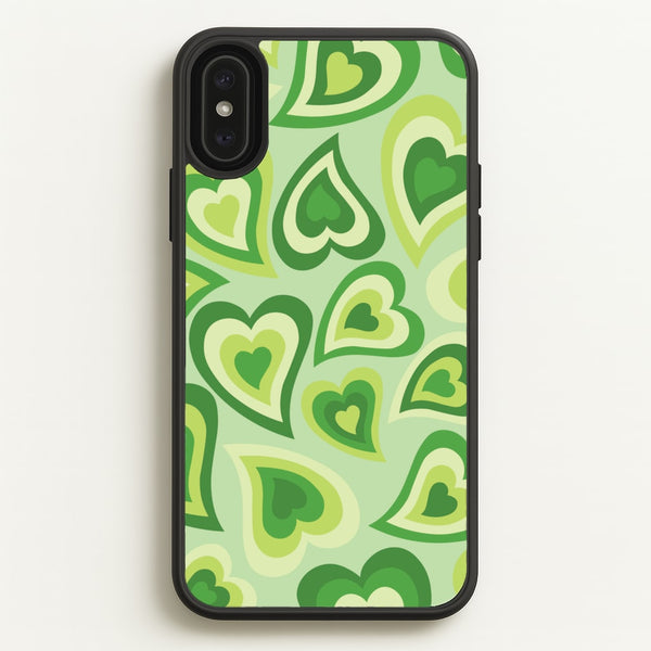 Green Hearts - Trippy Patterns  - Trippy Patterns Phone Case for iPhone XS Max