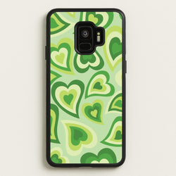 Green Hearts - Trippy Patterns  - Trippy Patterns Phone Case for Galaxy S9