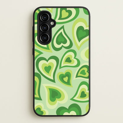Green Hearts - Trippy Patterns  - Trippy Patterns Phone Case for Galaxy A54