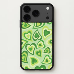 Green Hearts - Trippy Patterns Phone Case for iPhone 17 Pro