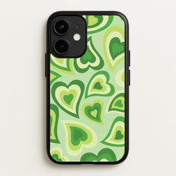 Green Hearts - Trippy Patterns  - Trippy Patterns Phone Case for iPhone 12 Mini