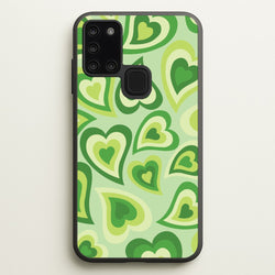Green Hearts - Trippy Patterns  - Trippy Patterns Phone Case for Galaxy A21s