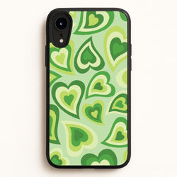 Green Hearts - Trippy Patterns  - Trippy Patterns Phone Case for iPhone XR