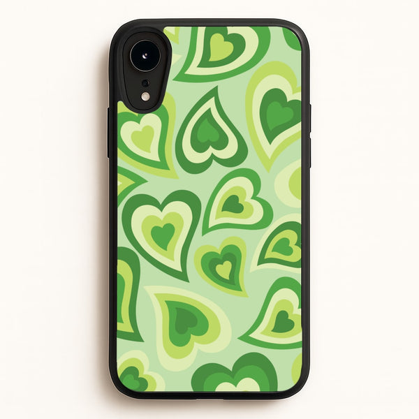 Green Hearts - Trippy Patterns  - Trippy Patterns Phone Case for iPhone XR