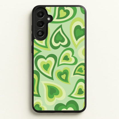 Green Hearts - Trippy Patterns  - Trippy Patterns Phone Case for Galaxy A36
