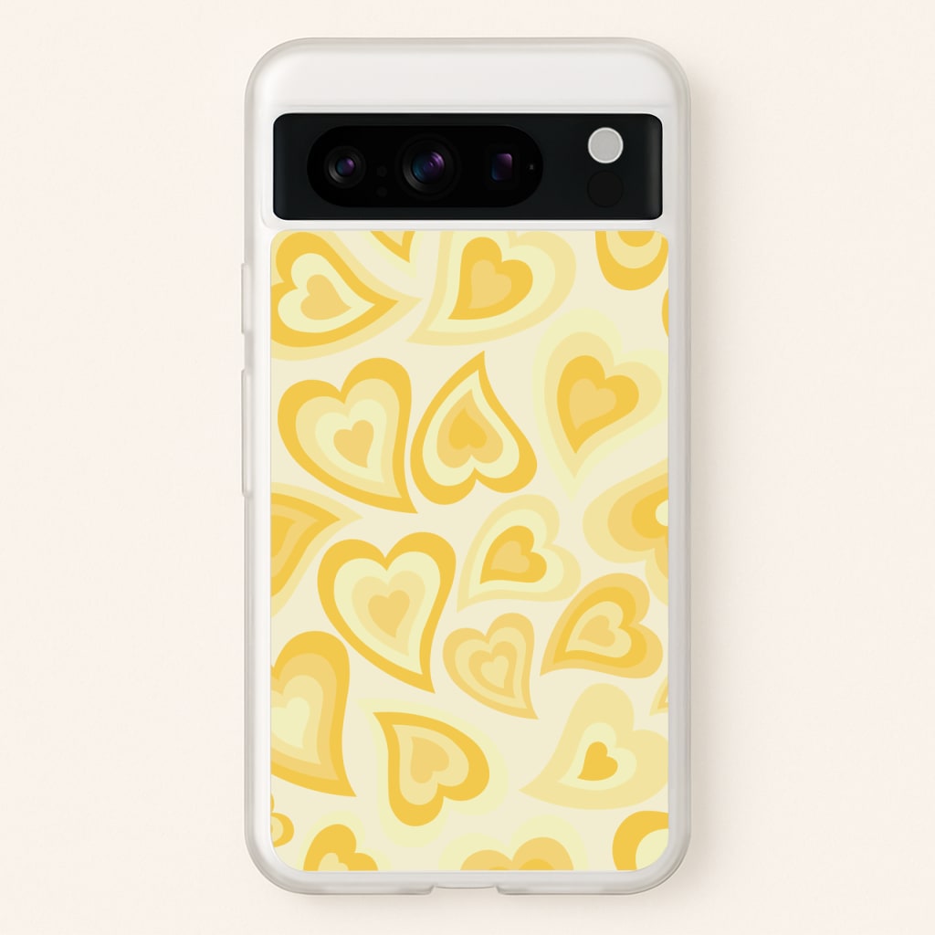 Yellow Hearts - Trippy Patterns  - Trippy Patterns Phone Case for Google Pixel 8 Pro