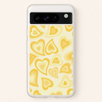 Yellow Hearts - Trippy Patterns  - Trippy Patterns Phone Case for Google Pixel 8 Pro