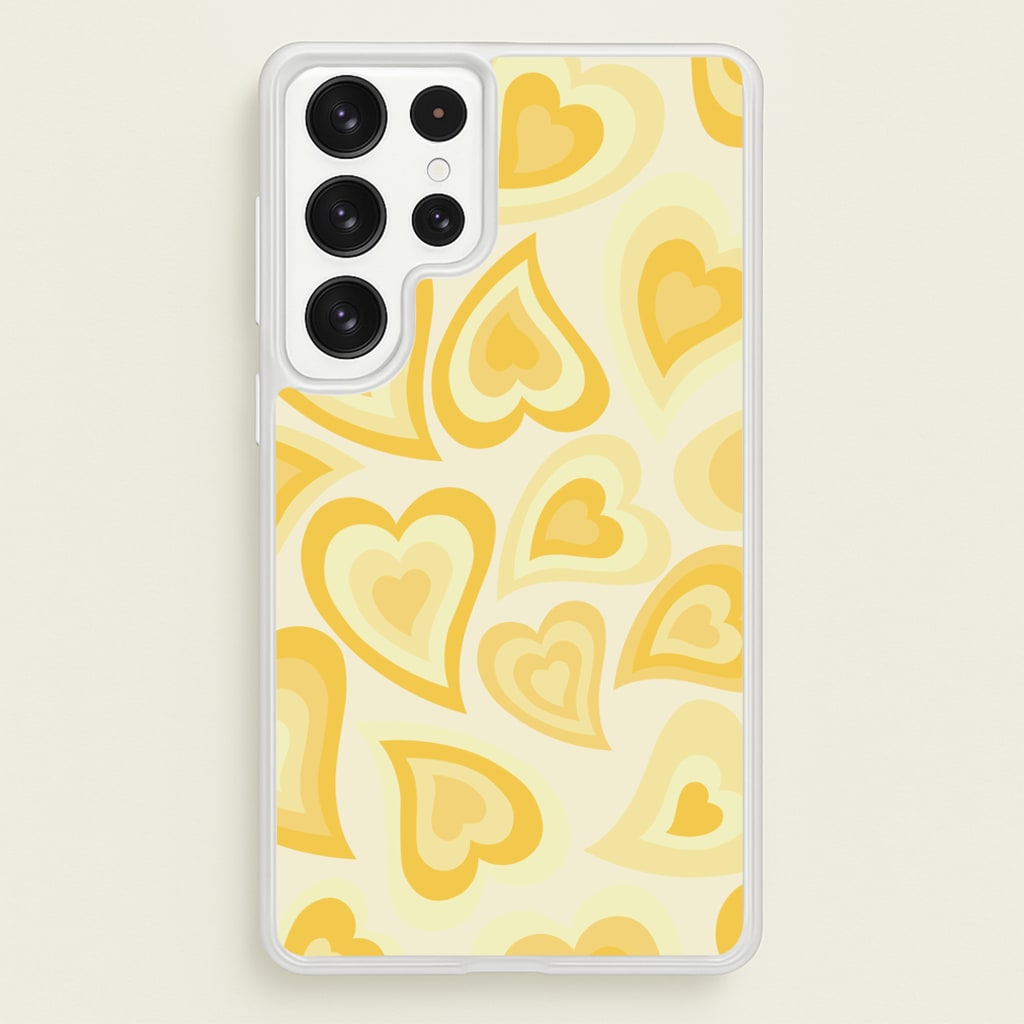Yellow Hearts - Trippy Patterns  - Trippy Patterns Phone Case for Galaxy S22 Ultra