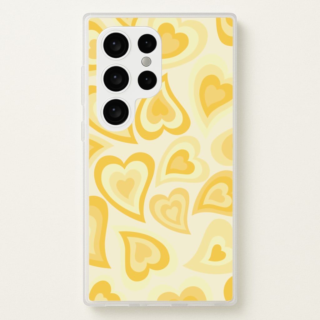 Yellow Hearts - Trippy Patterns  - Trippy Patterns Phone Case for Galaxy S24 Ultra