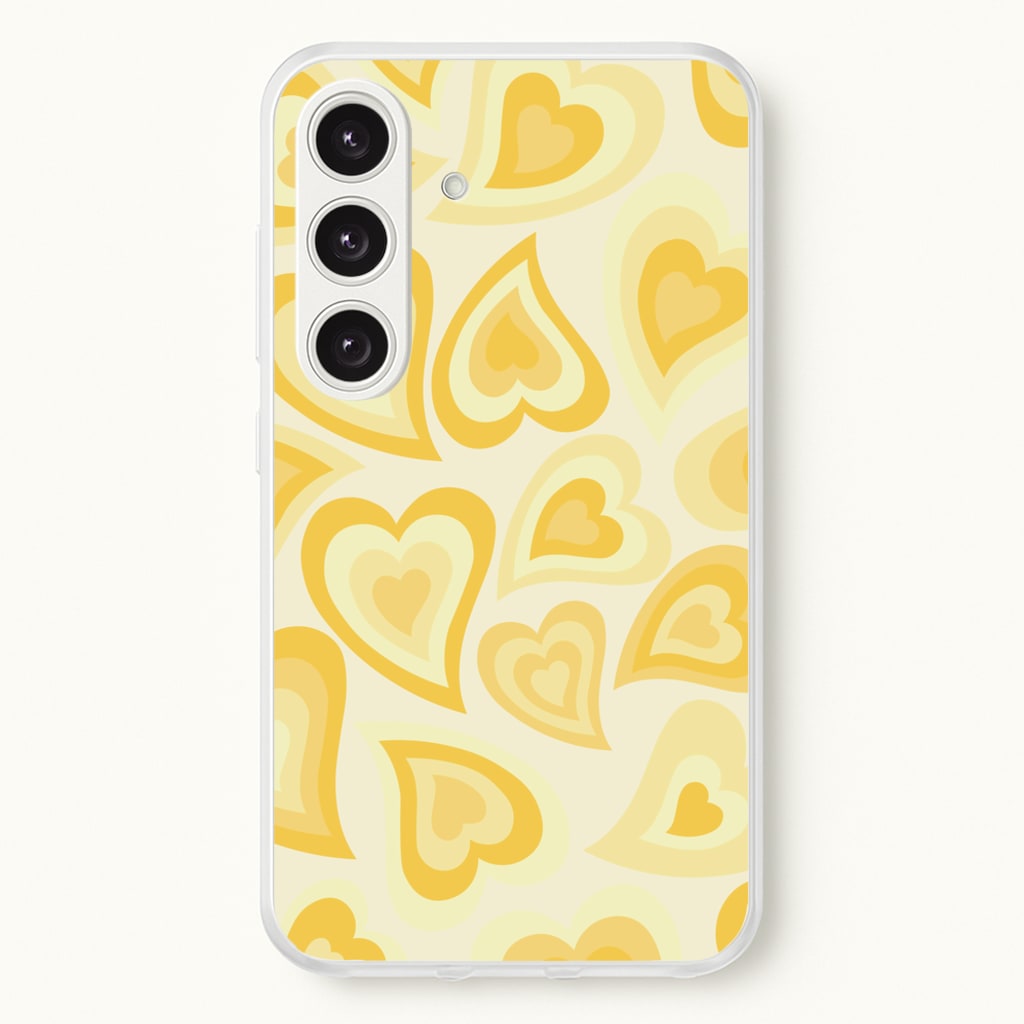 Yellow Hearts - Trippy Patterns  - Trippy Patterns Phone Case for Galaxy S25 Plus