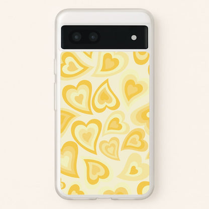 Yellow Hearts - Trippy Patterns  - Trippy Patterns Phone Case for Google Pixel 7a