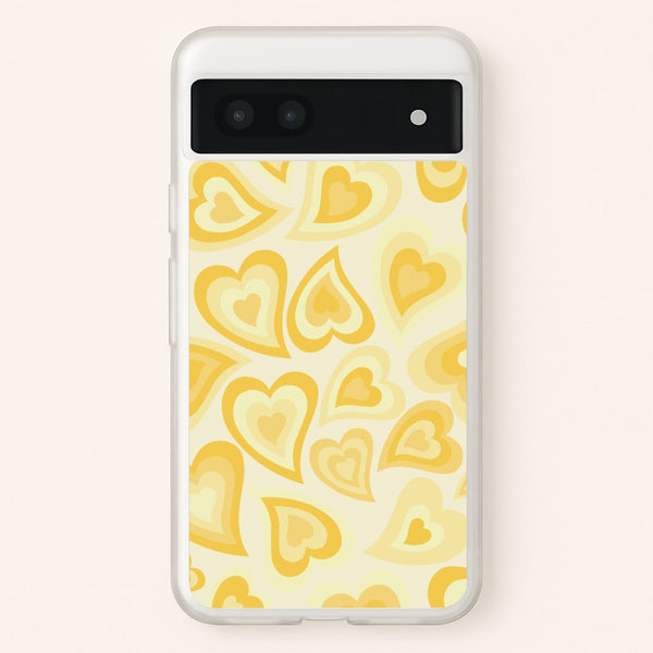 Yellow Hearts - Trippy Patterns  - Trippy Patterns Phone Case for Google Pixel 7a