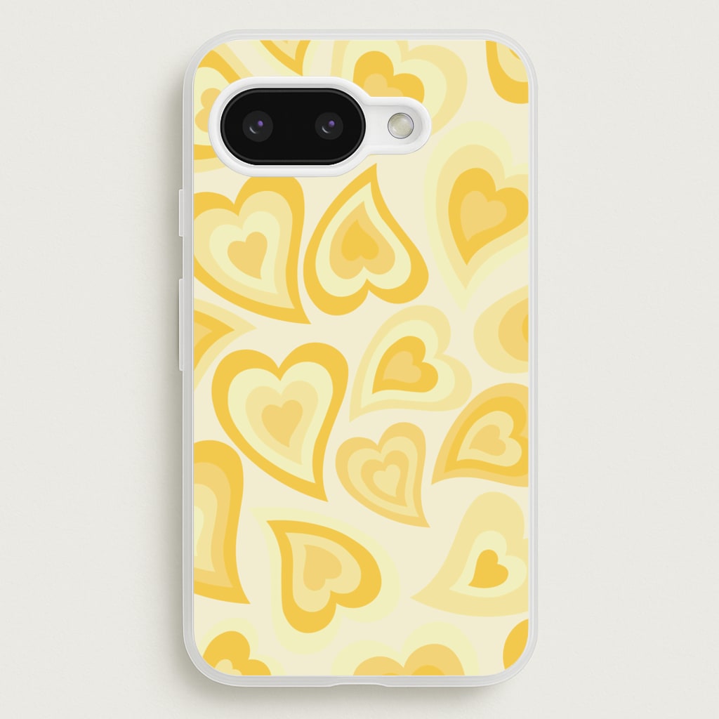 Yellow Hearts - Trippy Patterns  - Trippy Patterns Phone Case for Google Pixel 9a