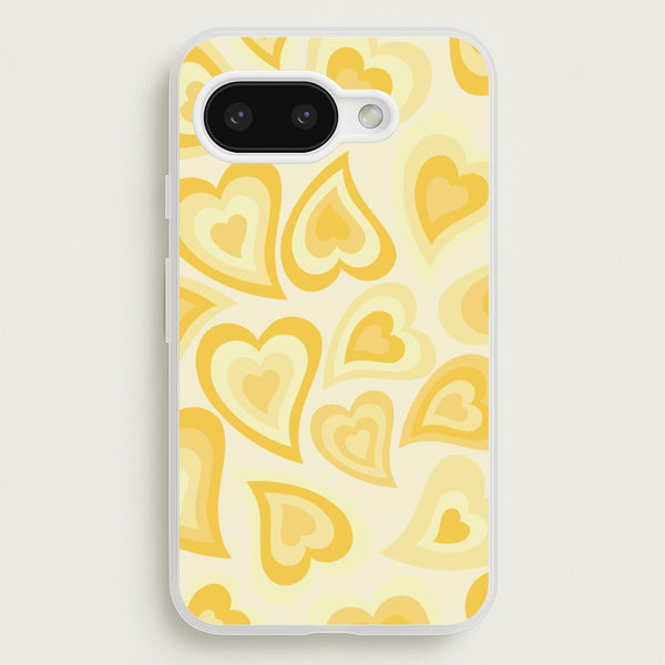 Yellow Hearts - Trippy Patterns  - Trippy Patterns Phone Case for Google Pixel 9a
