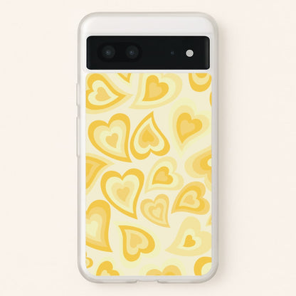 Yellow Hearts - Trippy Patterns  - Trippy Patterns Phone Case for Google Pixel 7