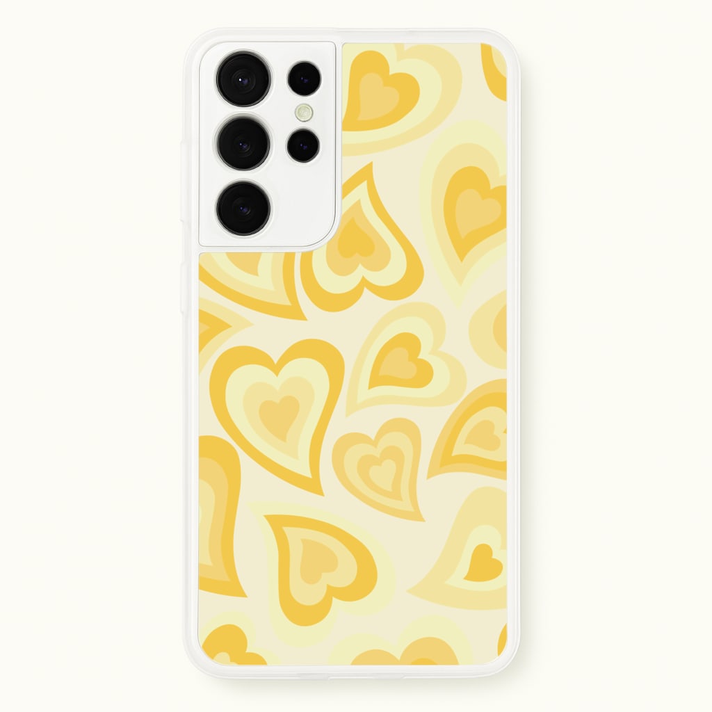 Yellow Hearts - Trippy Patterns  - Trippy Patterns Phone Case for Galaxy S21 Ultra